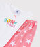 Pijama corto con dibujo "Bonheur" de niña de algodón blanco MARSHMALLOW/blanco MULTICO