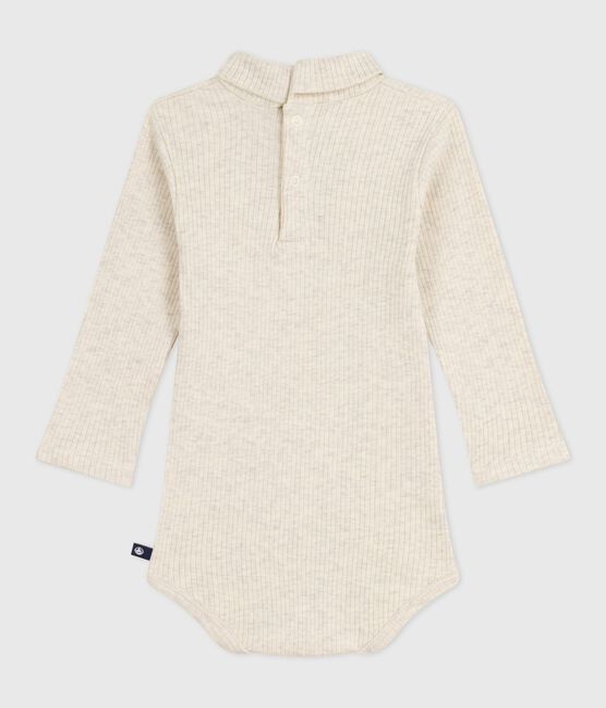 Body de algodón liso con cuello vuelto para bebé beige MONTELIMAR CHINE