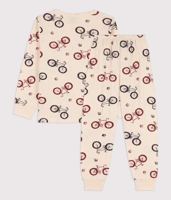Pijama de algodón con motivo de bicicleta para niña / niño  blanco AVALANCHE/ MULTICO