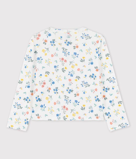 Cárdigan estampado de algodón de niña blanco MARSHMALLOW/blanco MULTICO