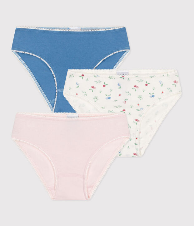 Juego de 3 braguitas infantiles de algod&oacute;n y elastano con estampado de frutas multicolor