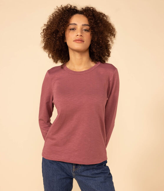 Camiseta LA RECTA de algodón con cuello redondo para mujer marron JUKE BOX