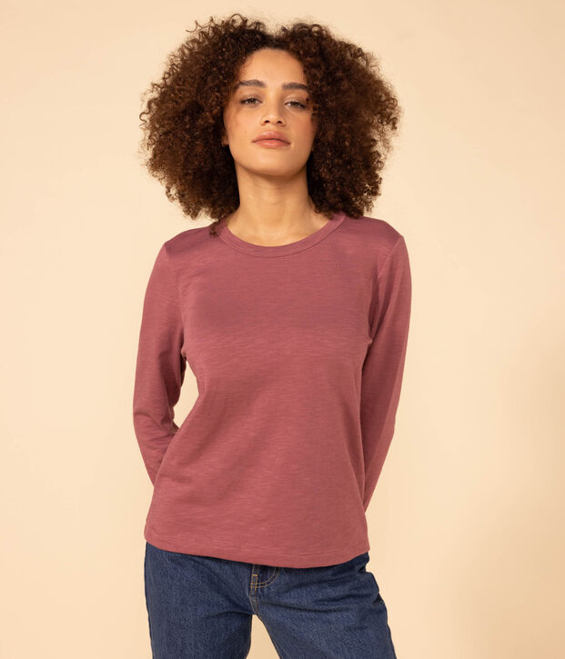 Camiseta LA RECTA de algod&oacute;n con cuello redondo para mujer marron
