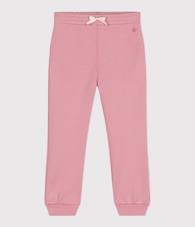Pantal&oacute;n infantil de jogging liso de algod&oacute;n rosa