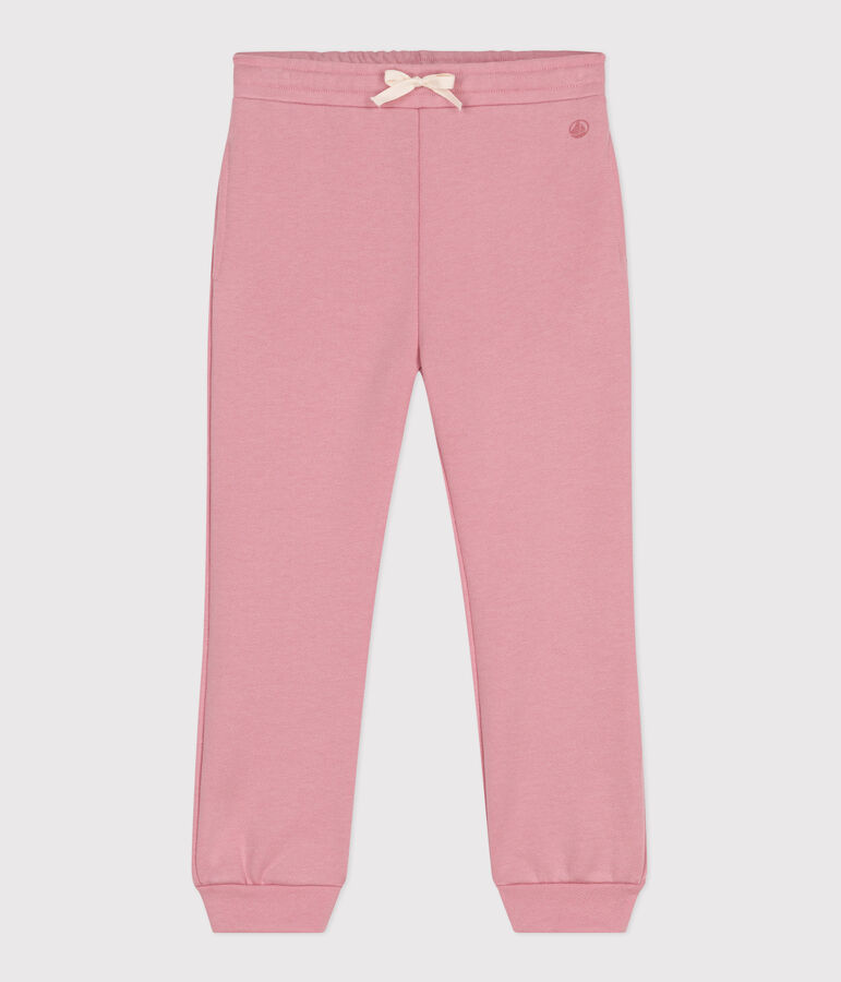 Pantal&oacute;n infantil de jogging liso de algod&oacute;n rosa
