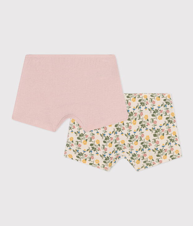 Juego de 2 culottes infantiles con flor de algod&oacute;n multicolor