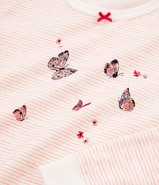 Pijama de algodón infantil para niña blanco MARSHMALLOW/rosa ROSAKO