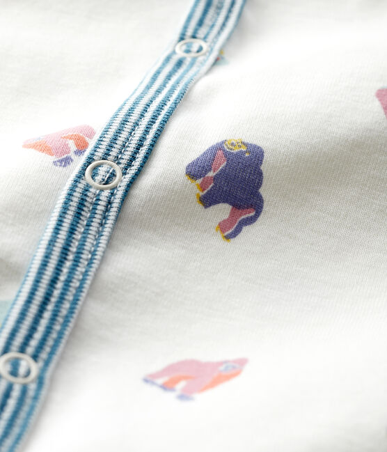 Pelele sin pies de punto acanalado con estampado de gorilas para bebé blanco MARSHMALLOW/blanco MULTICO