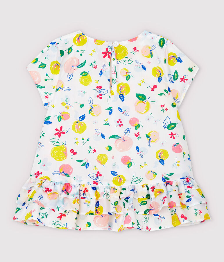 Blusa de manga corta de popelina de beb&eacute; ni&ntilde;a blanco/multicolor