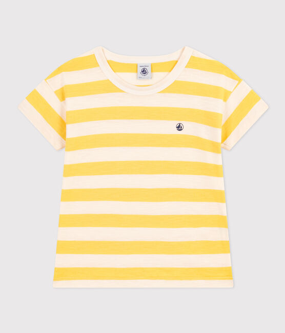 Camiseta a rayas de punto flameado para niño amarillo NECTAR/ AVALANCHE