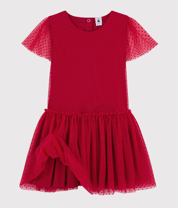 Vestido de manga corta para ni&ntilde;a rojo