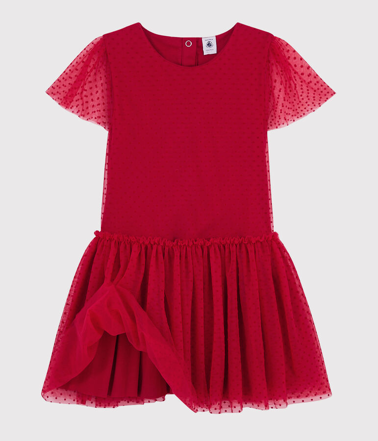 Vestido de manga corta para ni&ntilde;a rojo TERKUIT