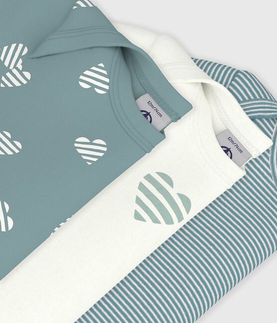 Juego de bodies de algodón de manga corta con estampado de corazón para bebé variante 1