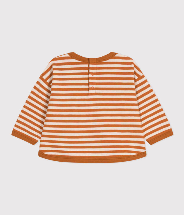 Camiseta de manga larga de t&uacute;bico para beb&eacute; marron/crudo