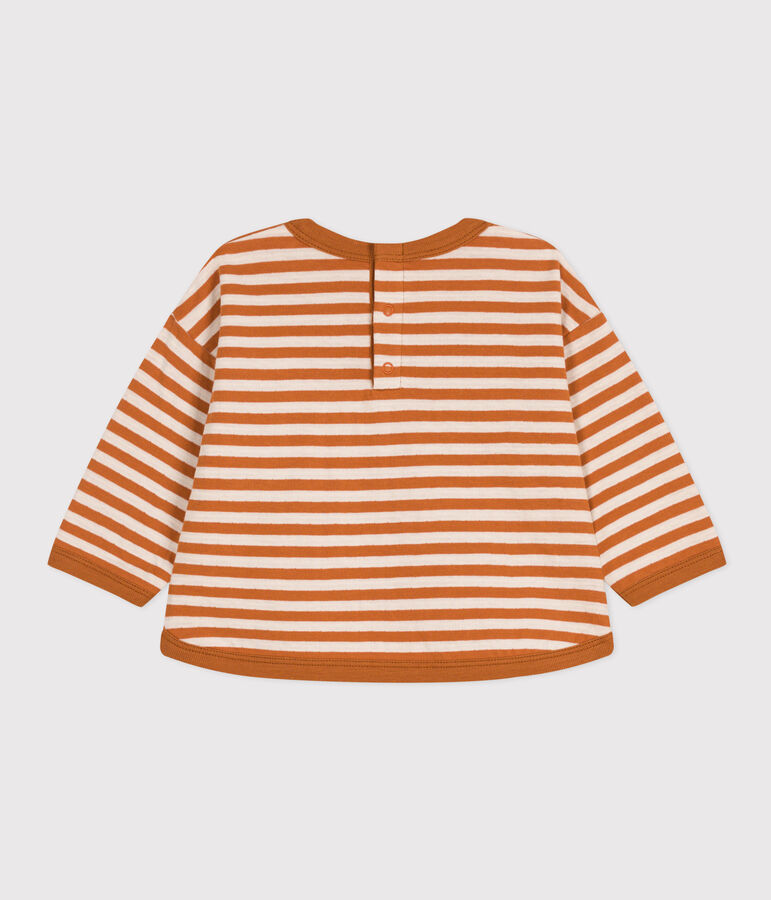 Camiseta de manga larga de t&uacute;bico para beb&eacute; marron/crudo
