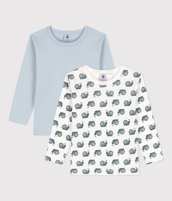 Juego de 2 camisetas de manga larga de algodón con caracoles de niño variante 1