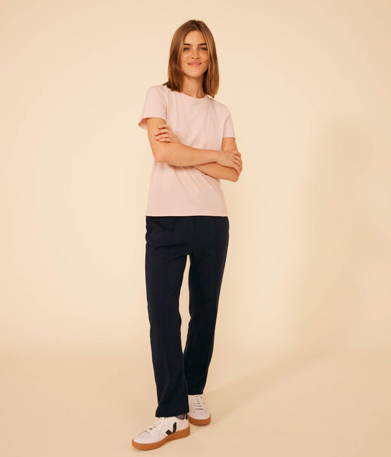 Camiseta LA RECTA de algodón con cuello redondo para mujer rosa SALINE