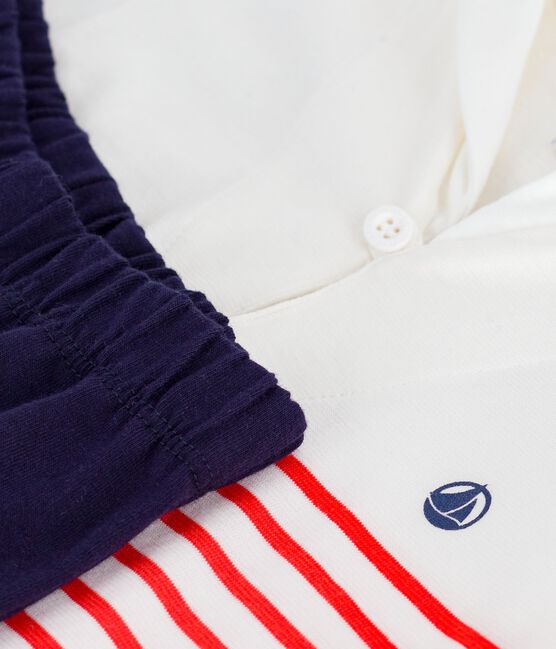 Conjunto de 2 piezas de algodón con camiseta con cuello marinero para bebé blanco MARSHMALLOW/blanco MULTICO