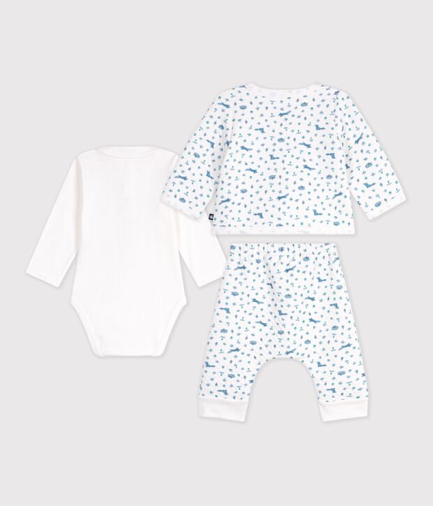 Conjunto de algod&oacute;n con cuello con estampado de zorro para beb&eacute; blanco/multicolor