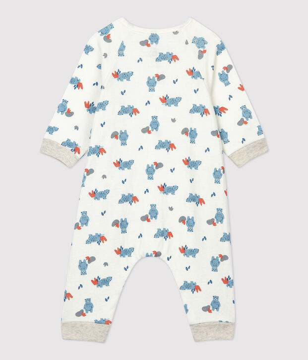 Mono largo con estampado de ositos de beb&eacute; de algod&oacute;n org&aacute;nico blanco/multicolor