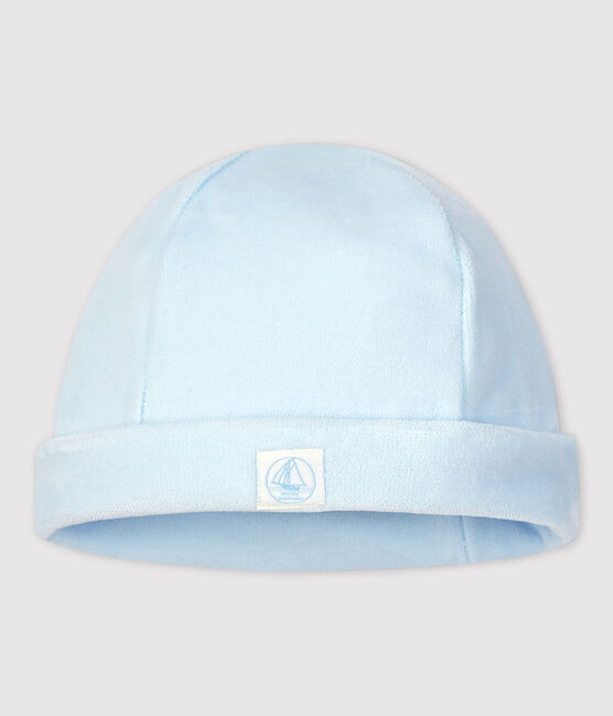 Gorro de bebé de terciopelo de algodón orgánico azul TOUDOU
