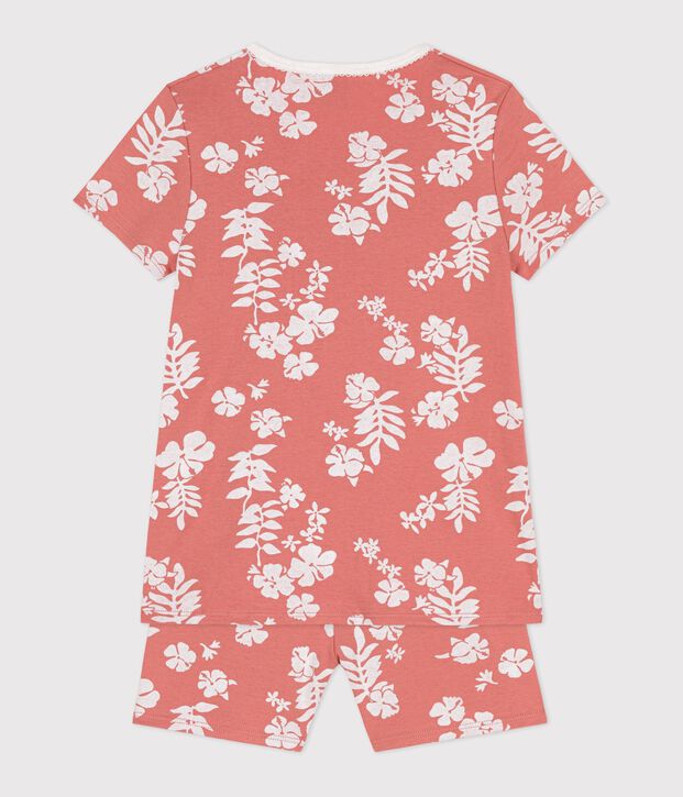 Pijama corto hawaiano de algod&oacute;n para ni&ntilde;a rosa/multicolor