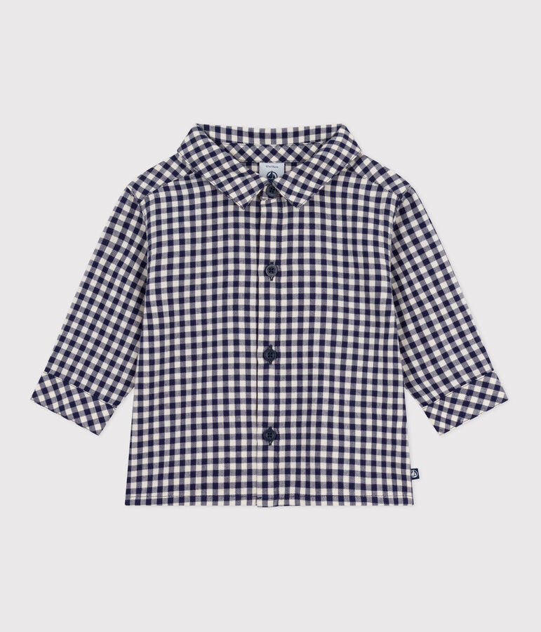 Camisa de franela a cuadros para beb&eacute; azul SOIR/ MILK