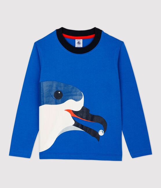 Camiseta de manga larga de algodón de niño azul RUISSEAU