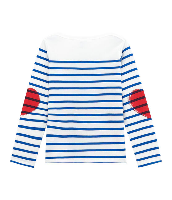 Camiseta marinera infantil creativa para niña blanco MARSHMALLOW/azul PERSE