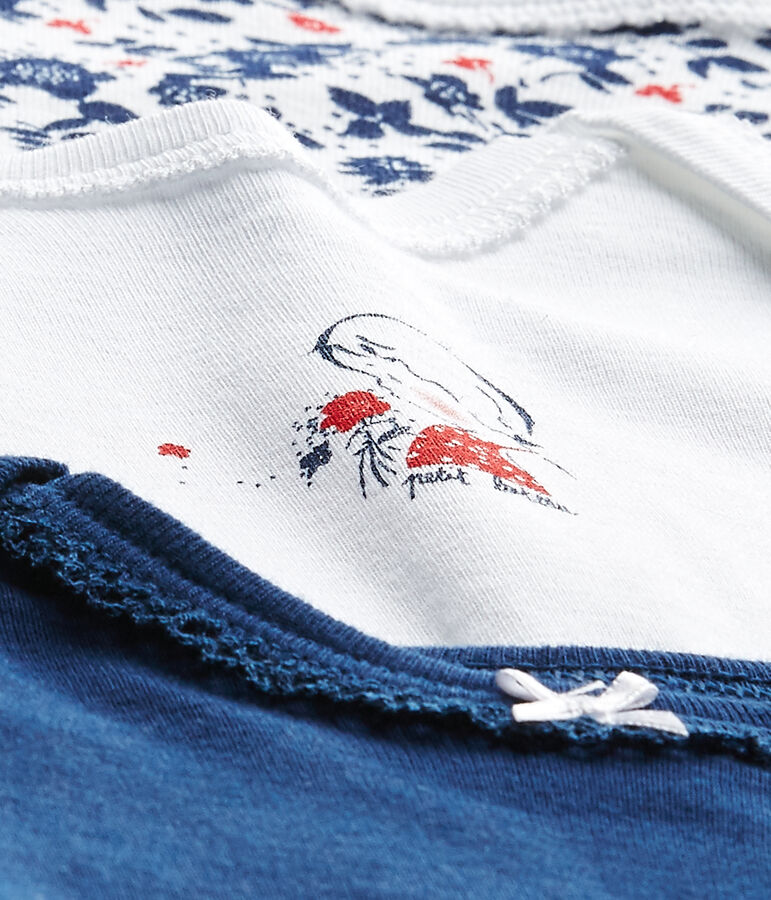 Lote de 3 bodies de manga corta para beb&eacute; ni&ntilde;a blanco LOT