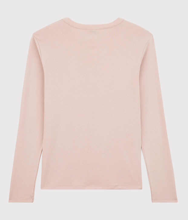 Camiseta de cuello redondo emblem&aacute;tica de algod&oacute;n de mujer rosa