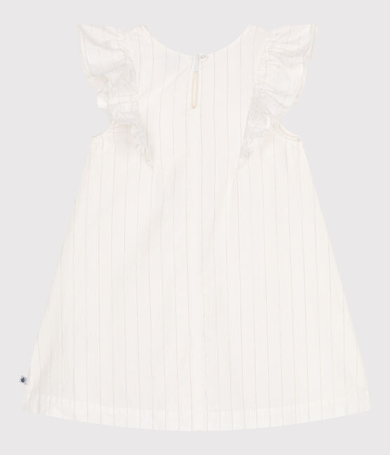 Vestido infantil de algodón de manga corta blanco MARSHMALLOW/gris ARGENT
