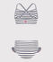 Bikini infantil a rayas blanco MARSHMALLOW/azul MEDIEVAL