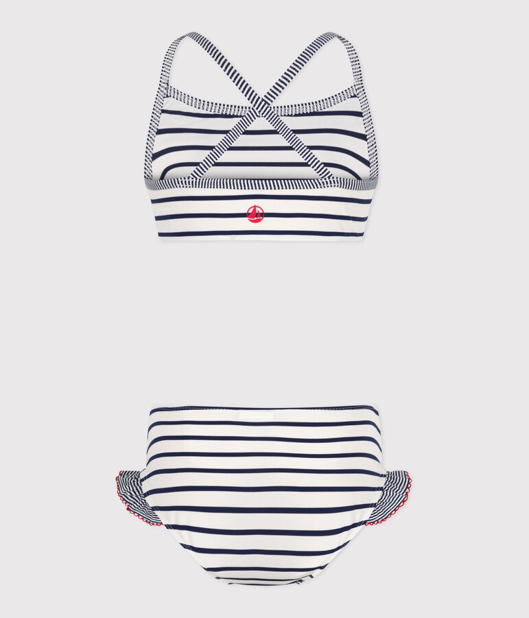 Bikini infantil a rayas blanco/azul