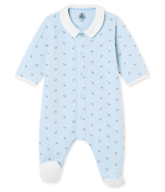 Pijama para bebé en túbico estampado azul FRAICHEUR/blanco MULTICO