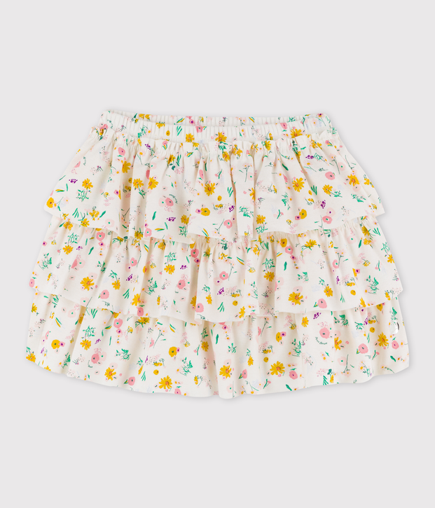 Falda de algod&oacute;n de ni&ntilde;a blanco/multicolor