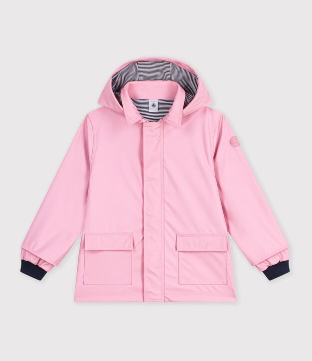Chubasquero ic&oacute;nico liso infantil rosa
