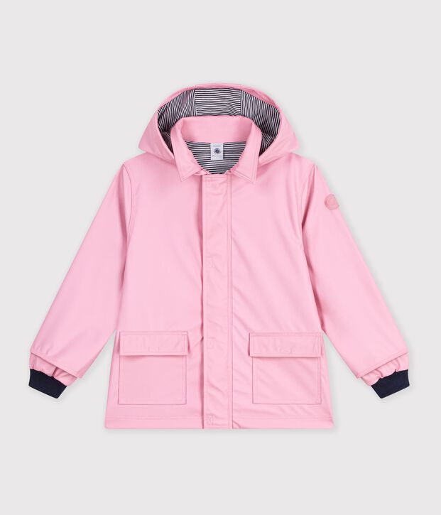 Chubasquero ic&oacute;nico liso infantil rosa