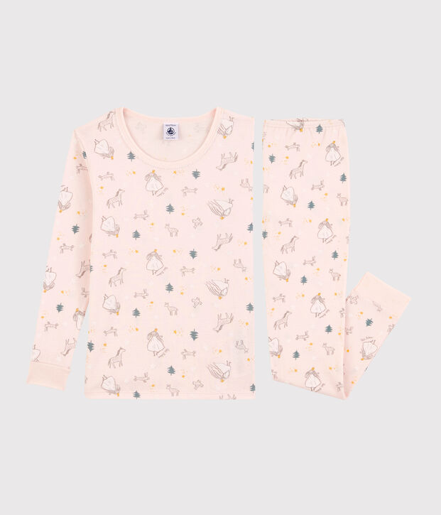 Pijama snugfit con estampado de princesas de ni&ntilde;a de algod&oacute;n rosa/multicolor