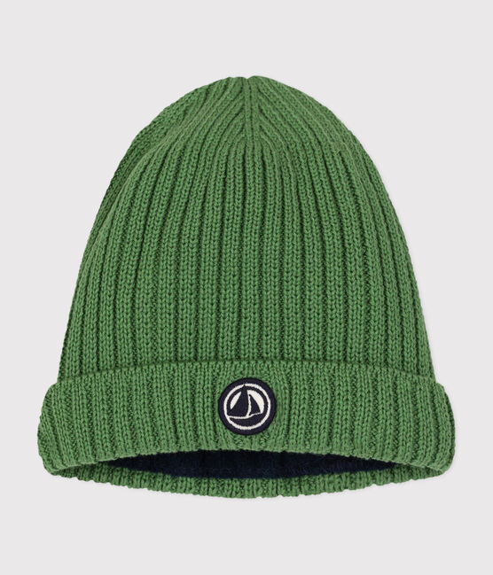 Gorro de punto tricotado con forro polar para bebé verde PALMERAIE
