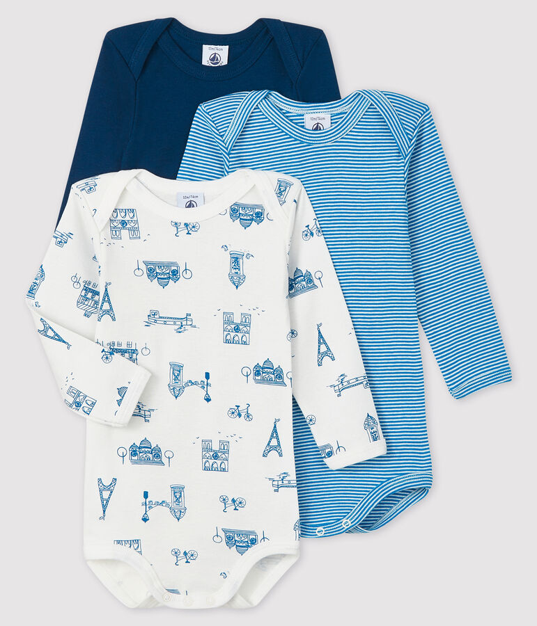 Juego de 3 bodis de manga larga para beb&eacute; ni&ntilde;o multicolor