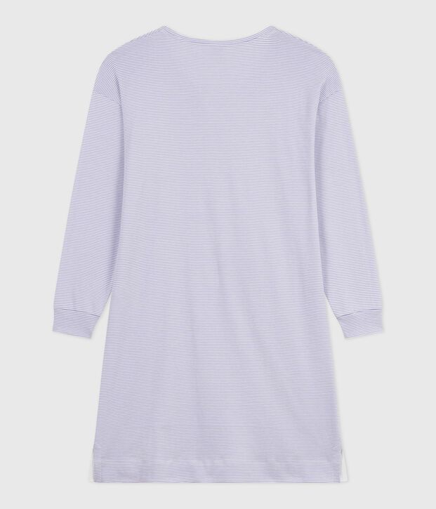 Camis&oacute;n de algod&oacute;n a rayas para mujer violeta/blanco