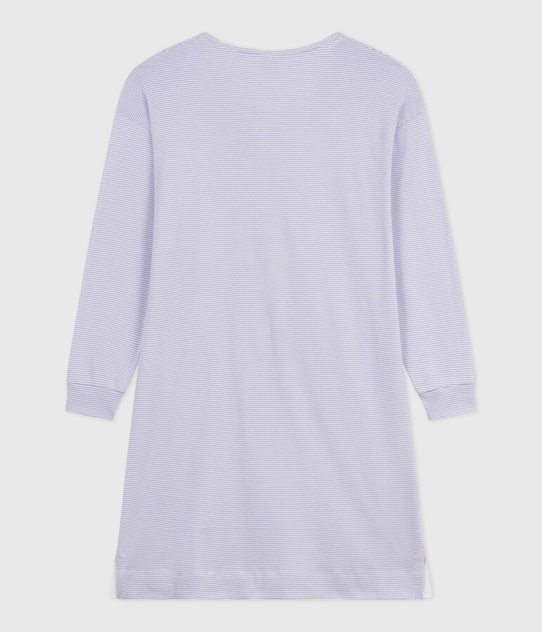 Camis&oacute;n de algod&oacute;n a rayas para mujer violeta/blanco