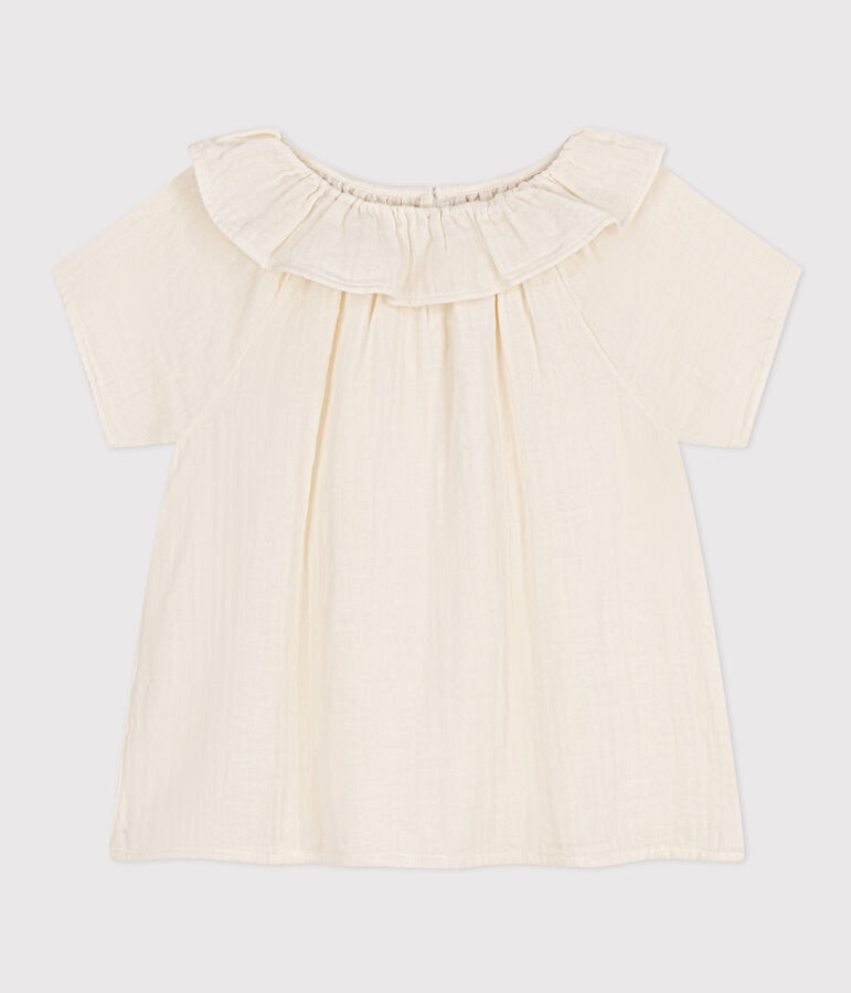 Blusa de gasa de algod&oacute;n para ni&ntilde;a blanco MARSHMALLOW