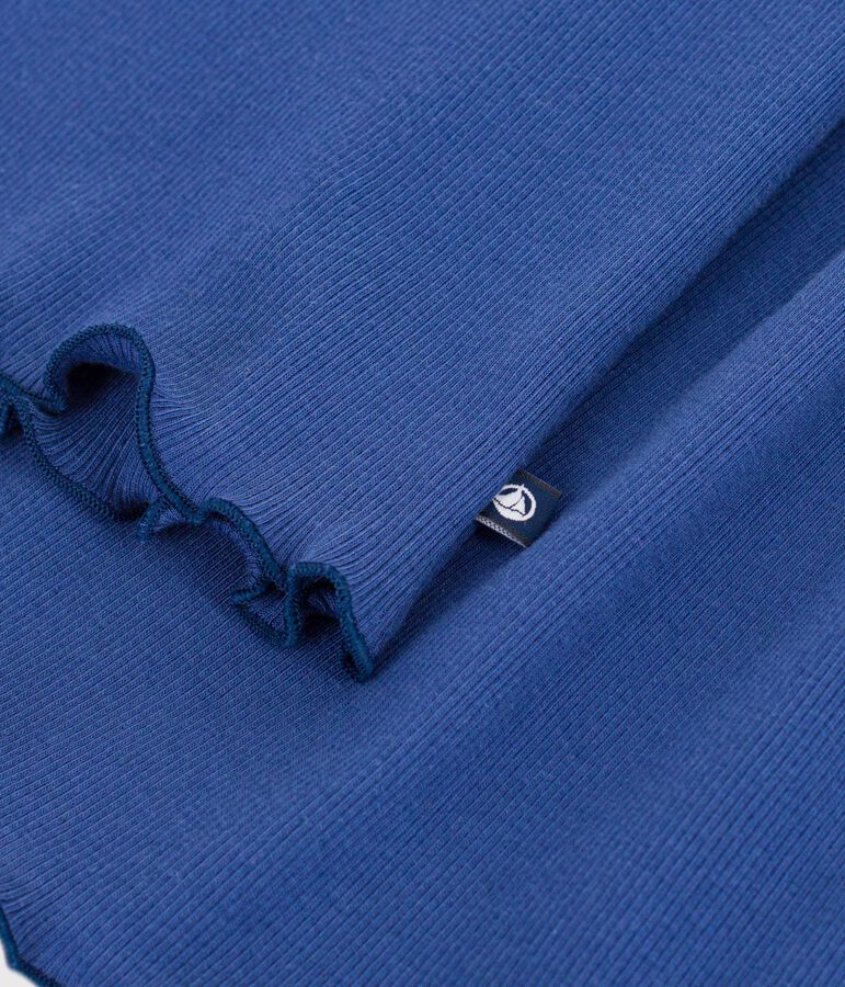 Vestido infantil liso de algod&oacute;n sin mangas azul