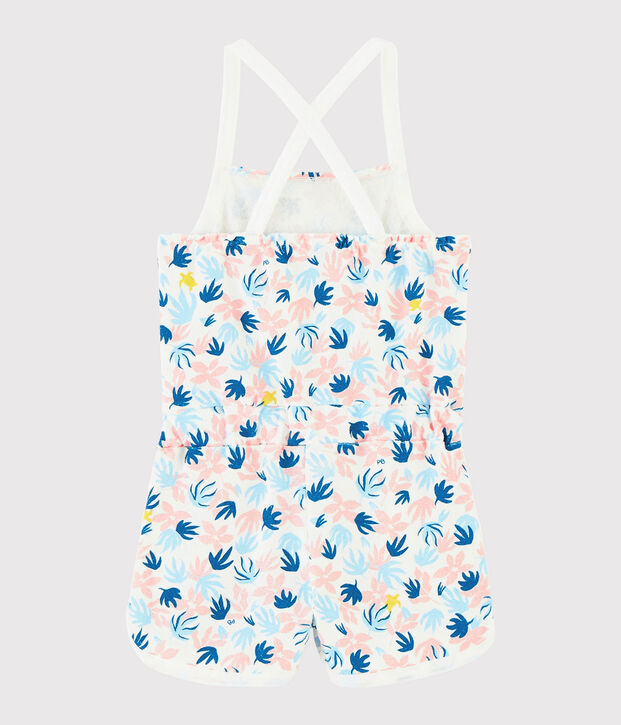 Mono corto en rizo de esponja de ni&ntilde;a blanco/multicolor