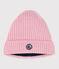 Gorro infantil de punto tricotado con forro polar rosa CHARME