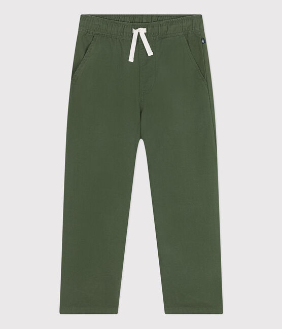Pantalón de tela de algodón para niño verde CROCO