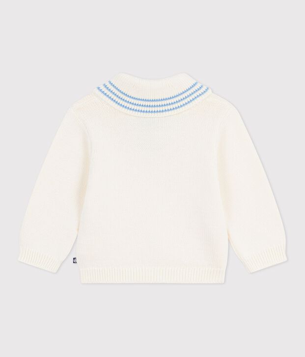 Jersey de algod&oacute;n a rayas con cuello chal para beb&eacute; MILK