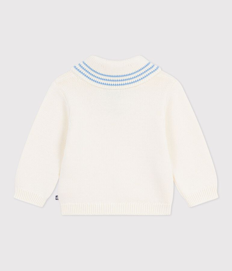 Jersey de algod&oacute;n a rayas con cuello chal para beb&eacute; crudo MILK